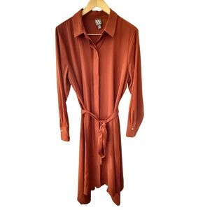 Worthington Rust Long Sleeve Shirt Dress